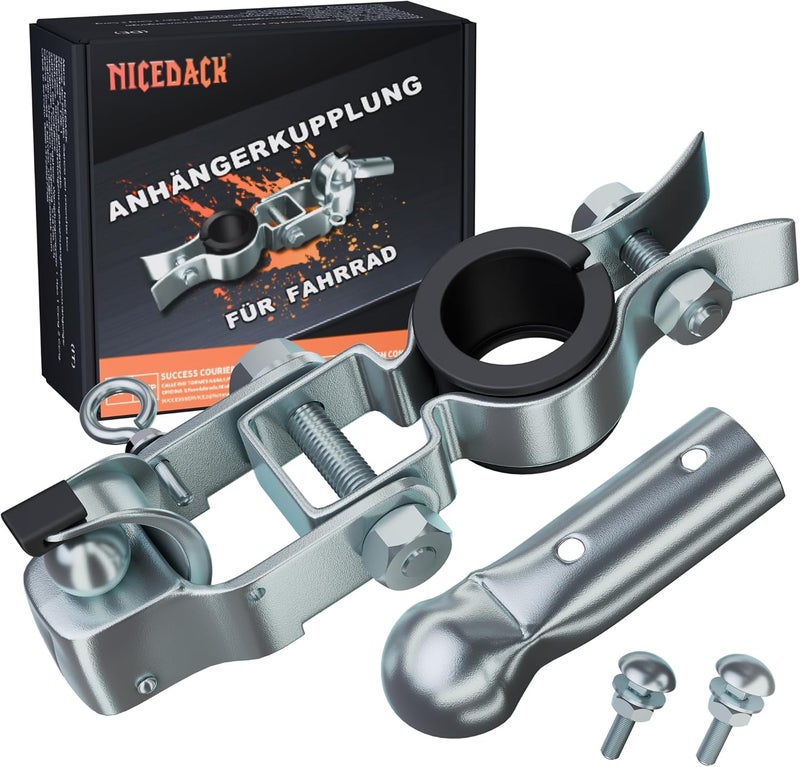 NICEDACK Trailer Hitch for Bicycle, Cargo Trailer Coupling, Durable Steel Material, Suitable for Ordinary Bicycle Seat Post, for Grocery/Camping Transportation - Image 1